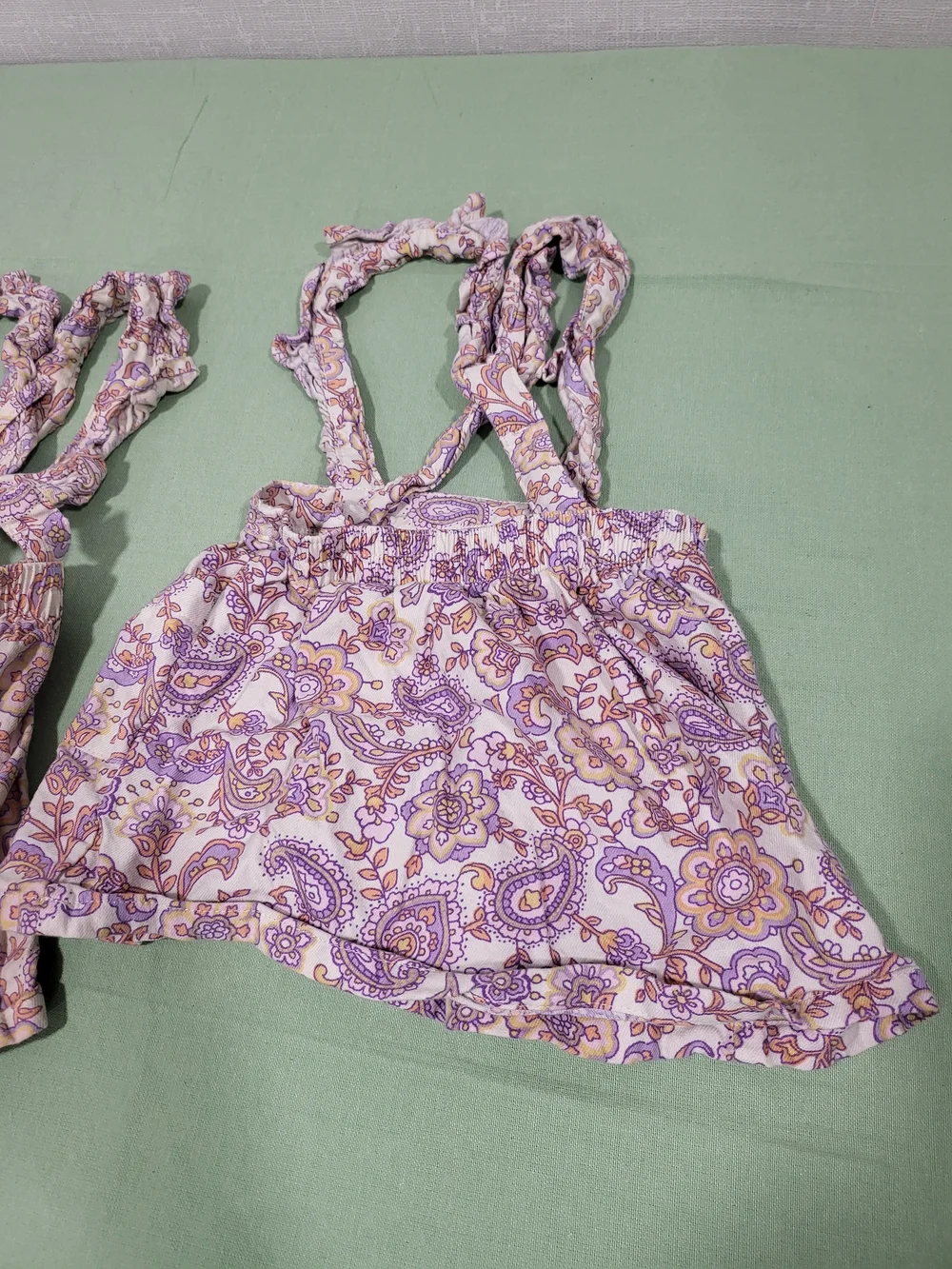 TWINS -Girls Paisley Button Front Sundress Top - Lavender & Cream